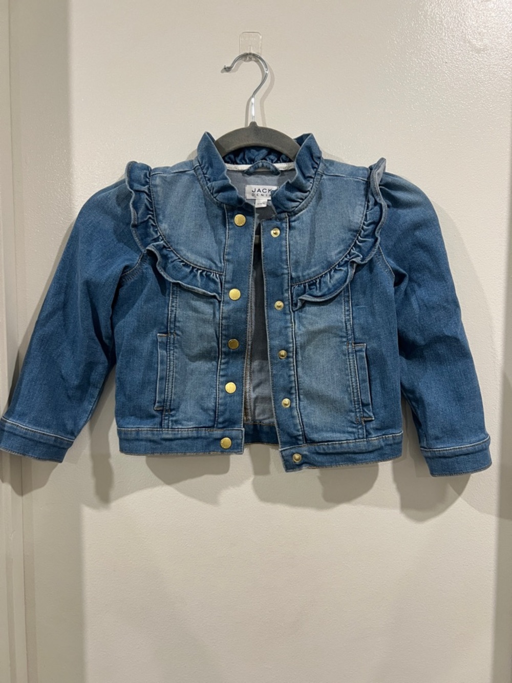 Janie and Jack Ruffle Yoke Denim Blue Jacket Size 3-4T